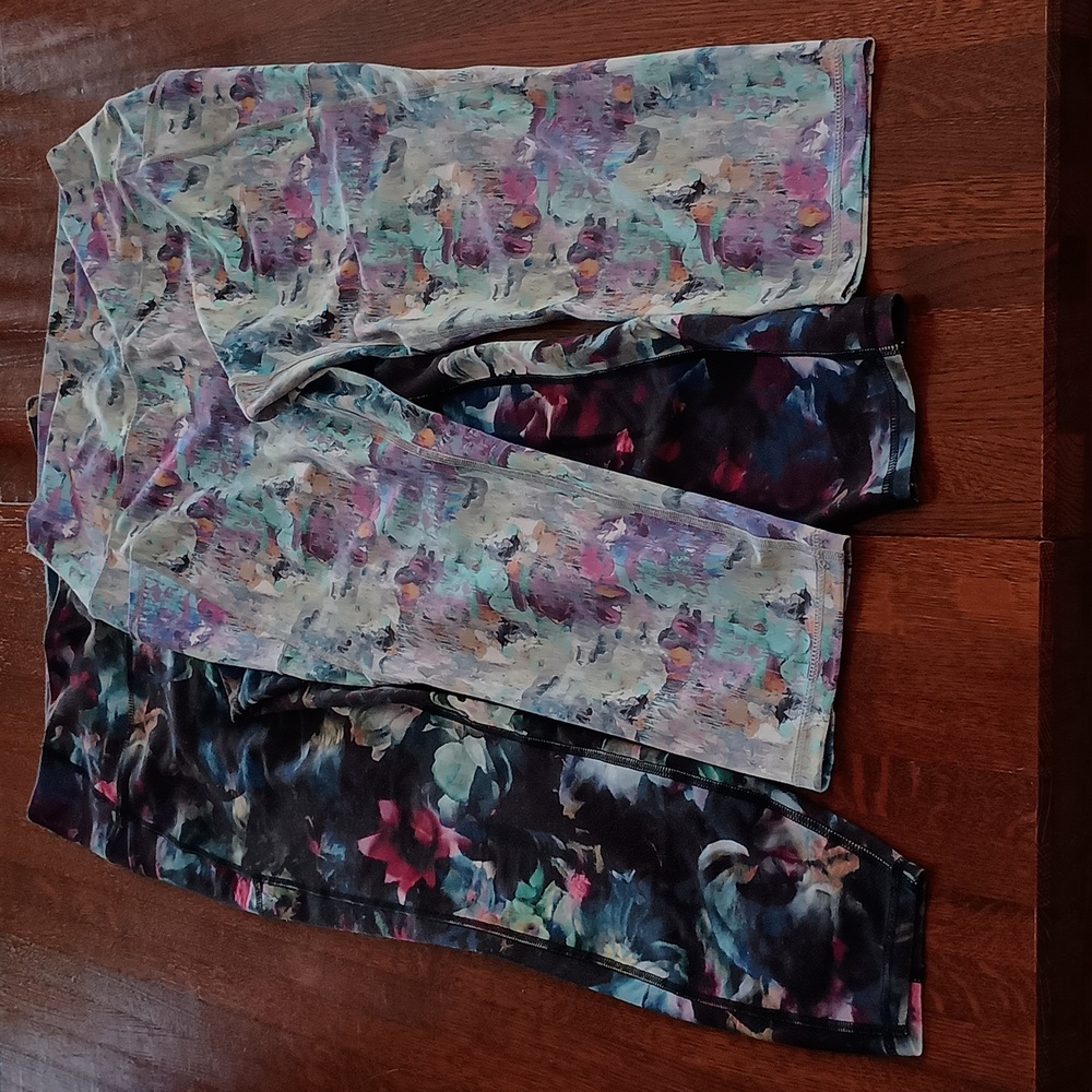 2 RBX Floral Size Large Spandex Leggings Active Bundle (b225)